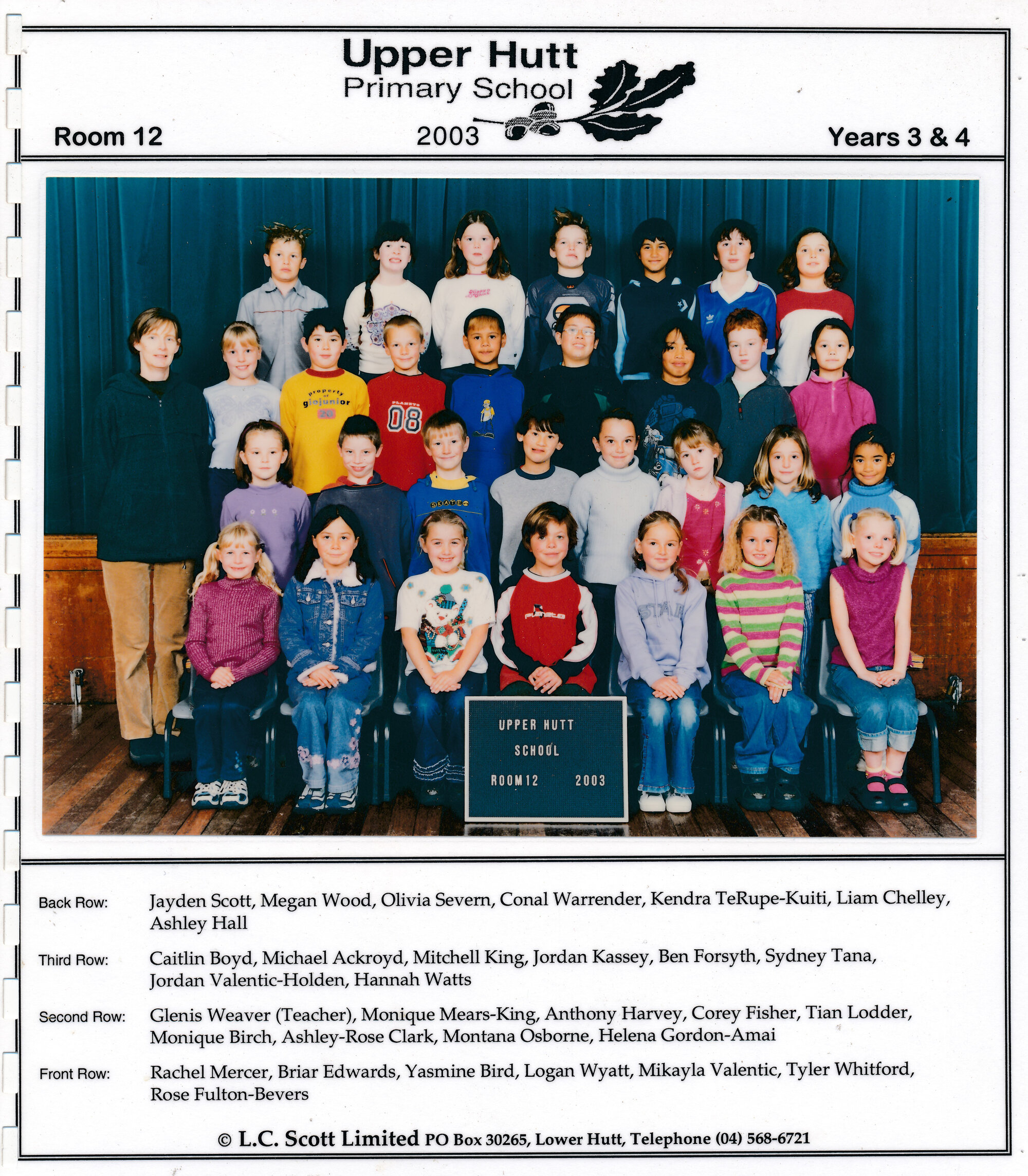Upper Hutt School, Room 12; 2003