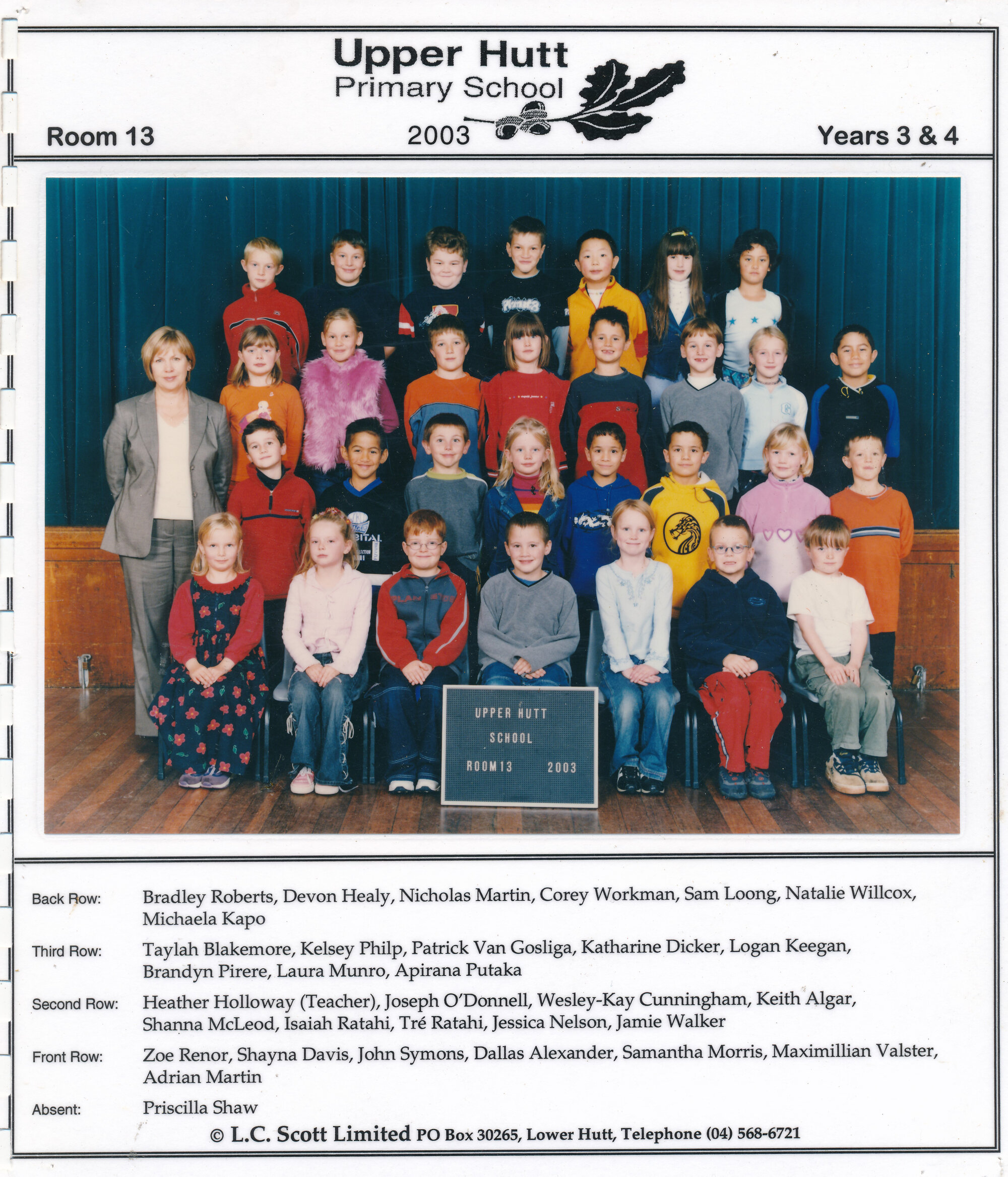 Upper Hutt School, Room 13; 2003