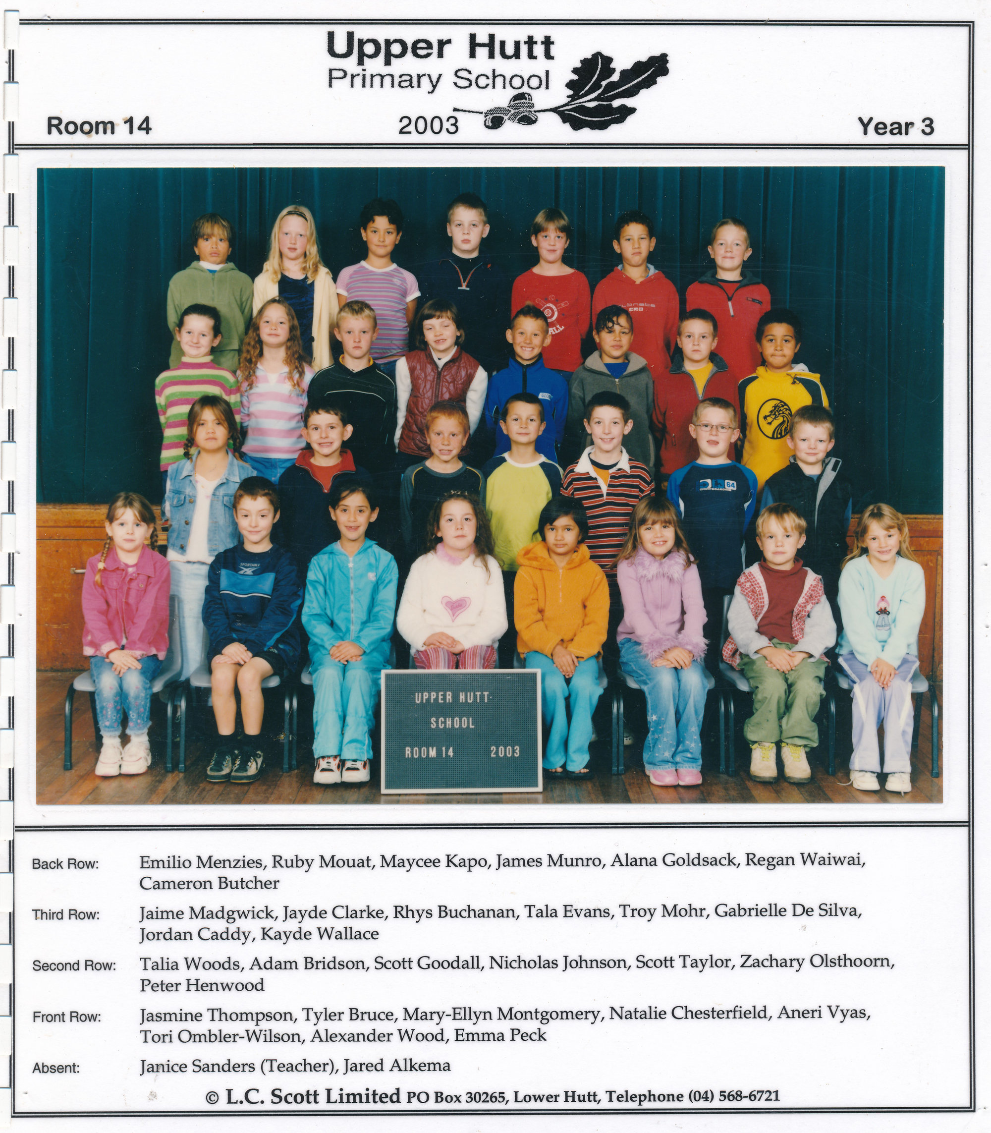 Upper Hutt School, Room 14; 2003