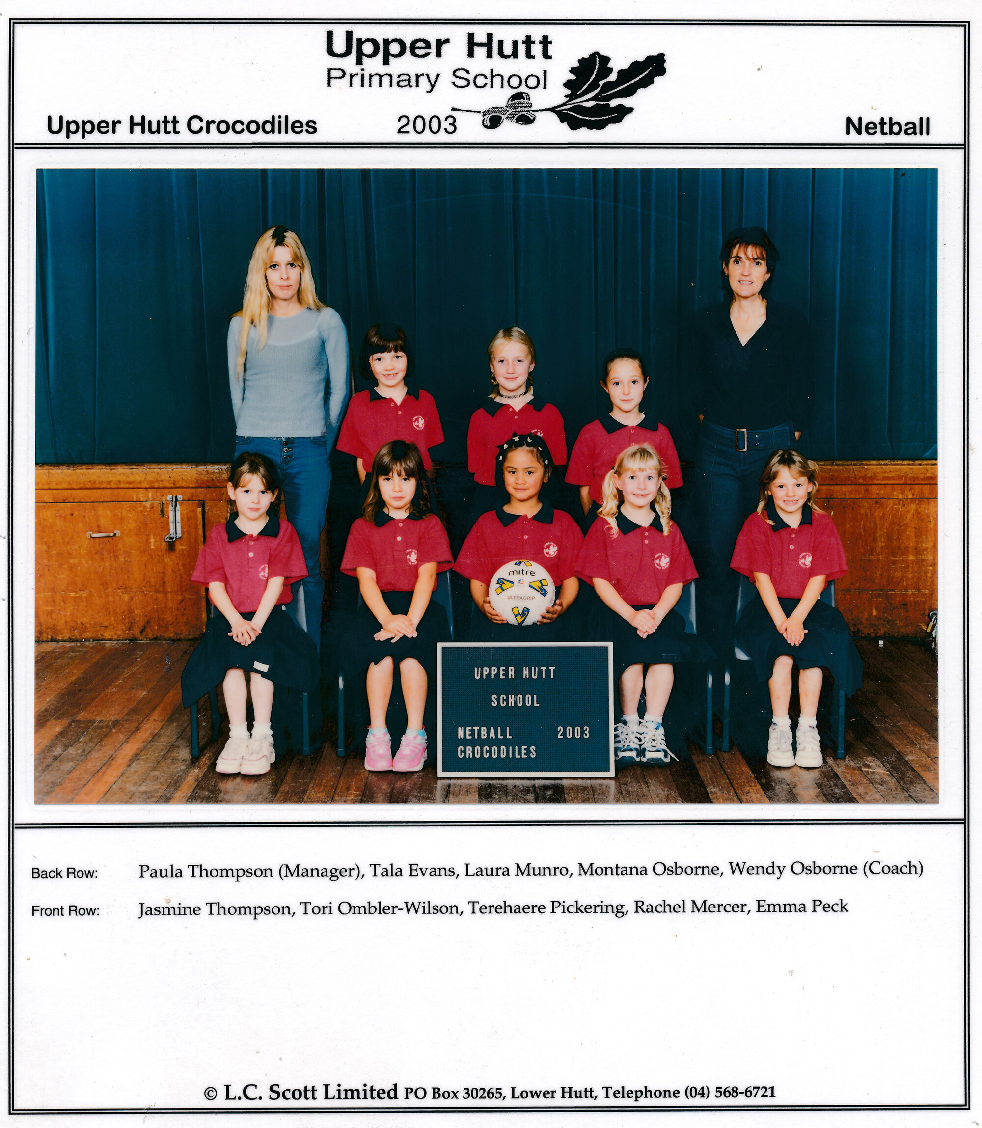 Upper Hutt School, Netball 'Crocodiles'; 2003