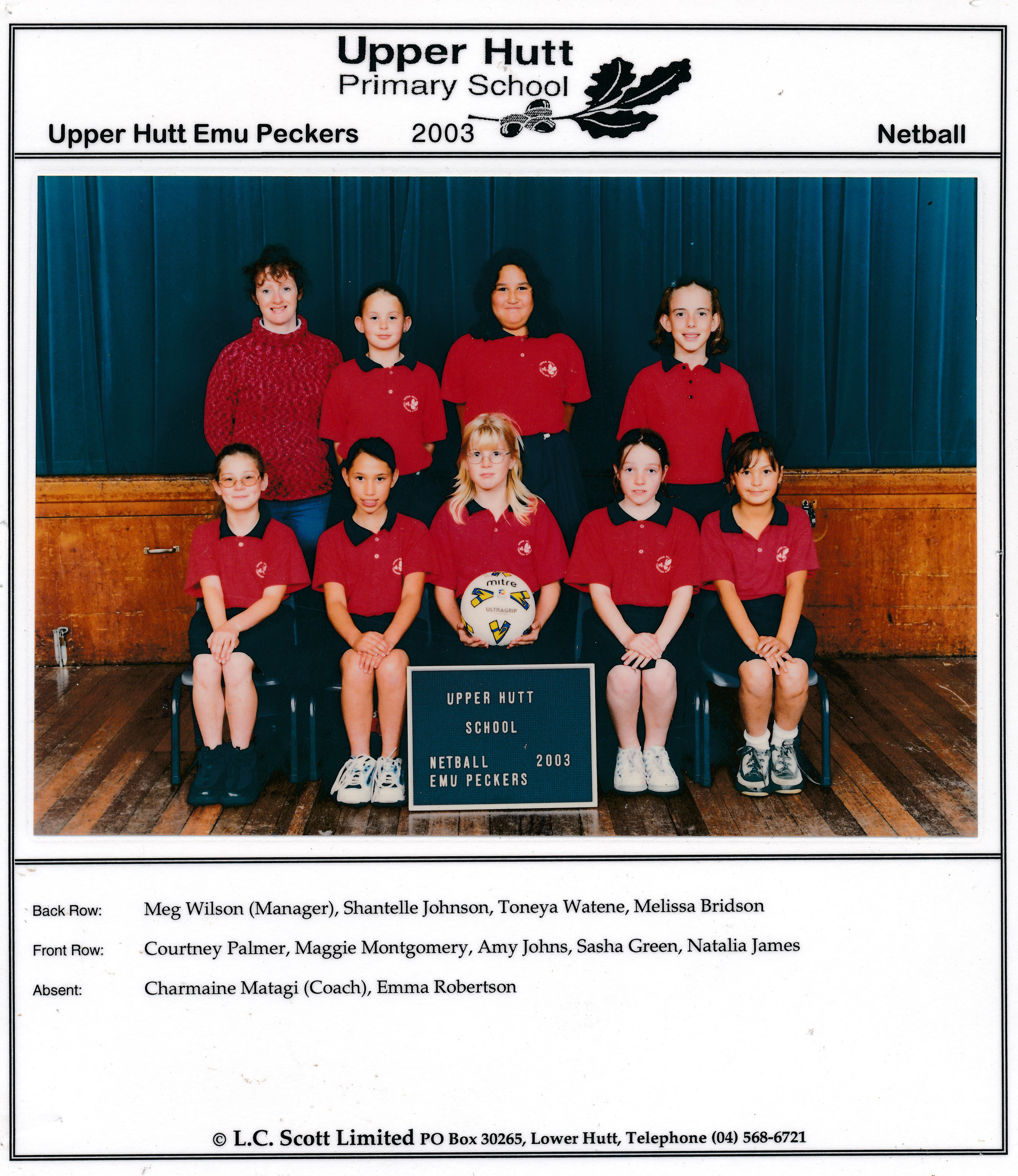 Upper Hutt School Netball, 'Emu Peckers'; 2003
