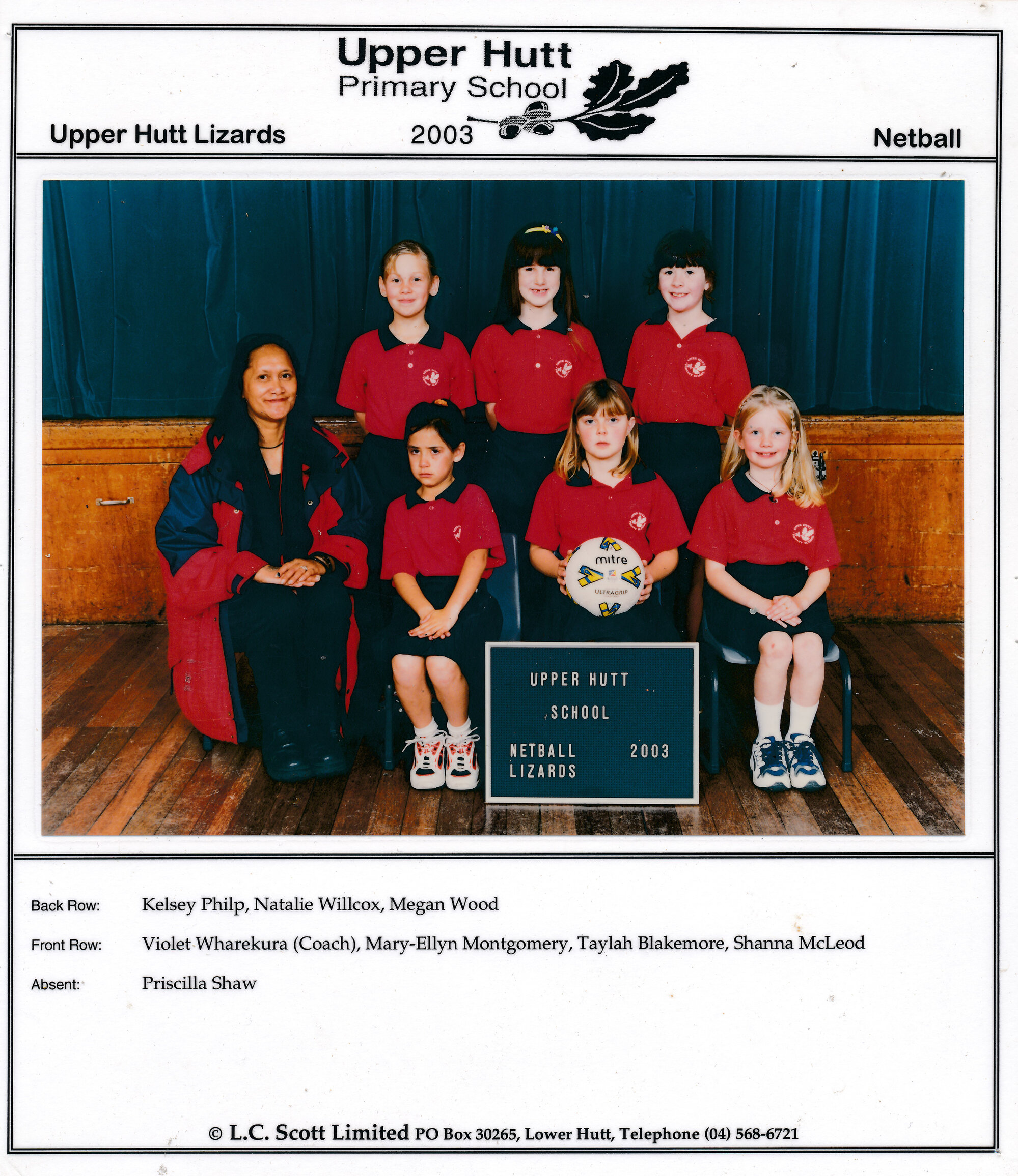 Upper Hutt School, Netball 'Lizards'; 2003