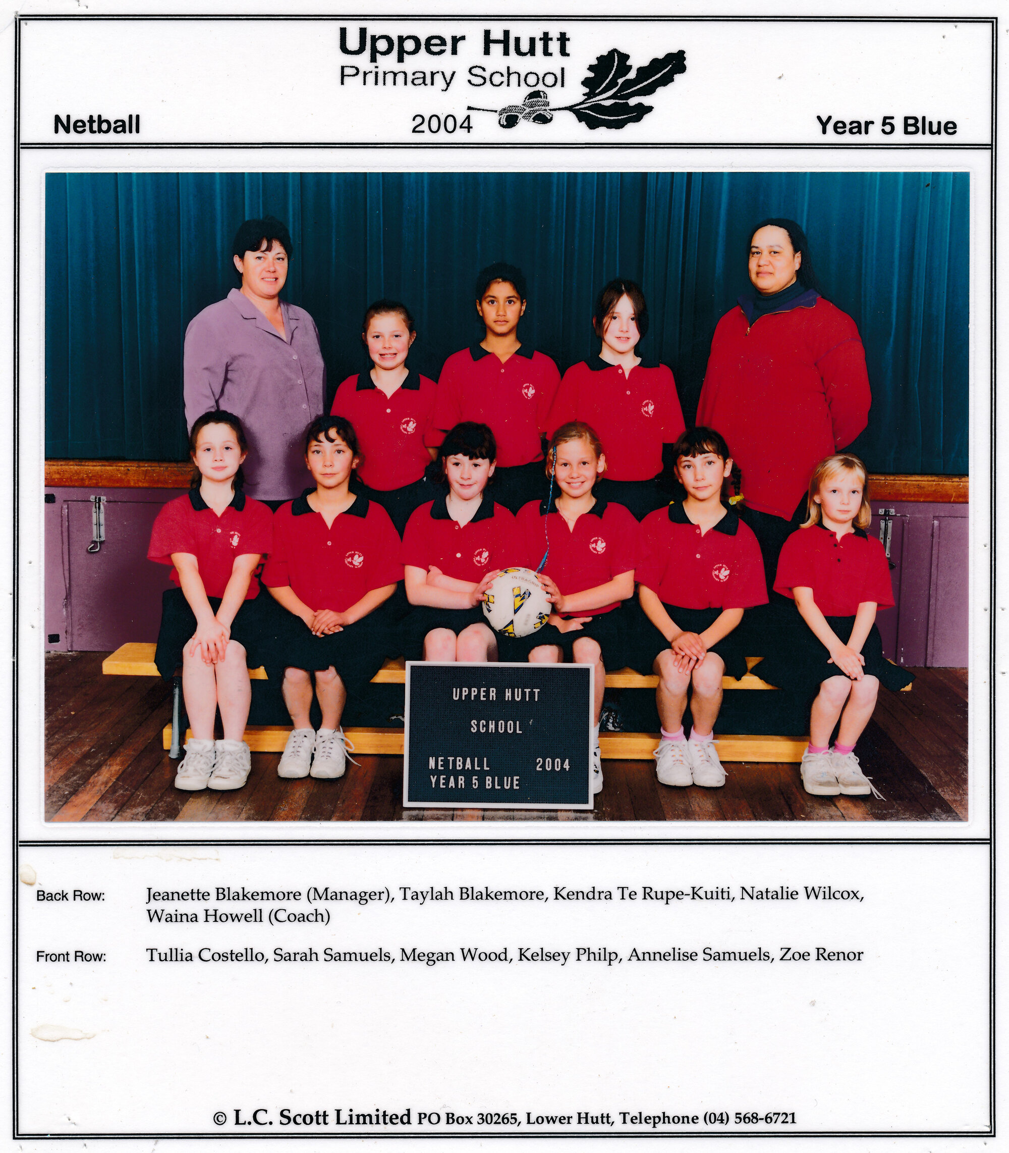 Upper Hutt School, Netball 'Blue'; 2004