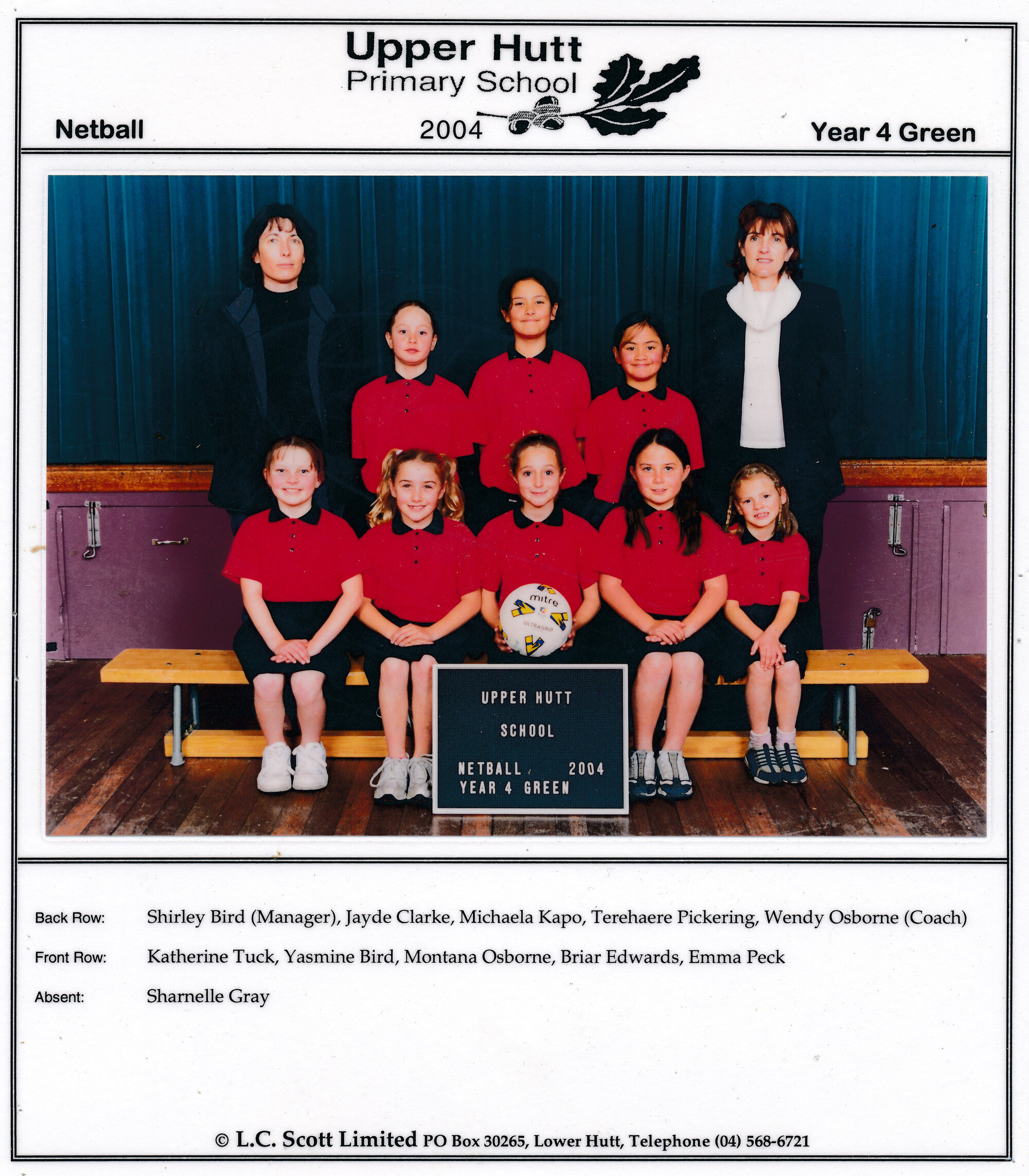 Upper Hutt School, Netball 'Green'; 2004
