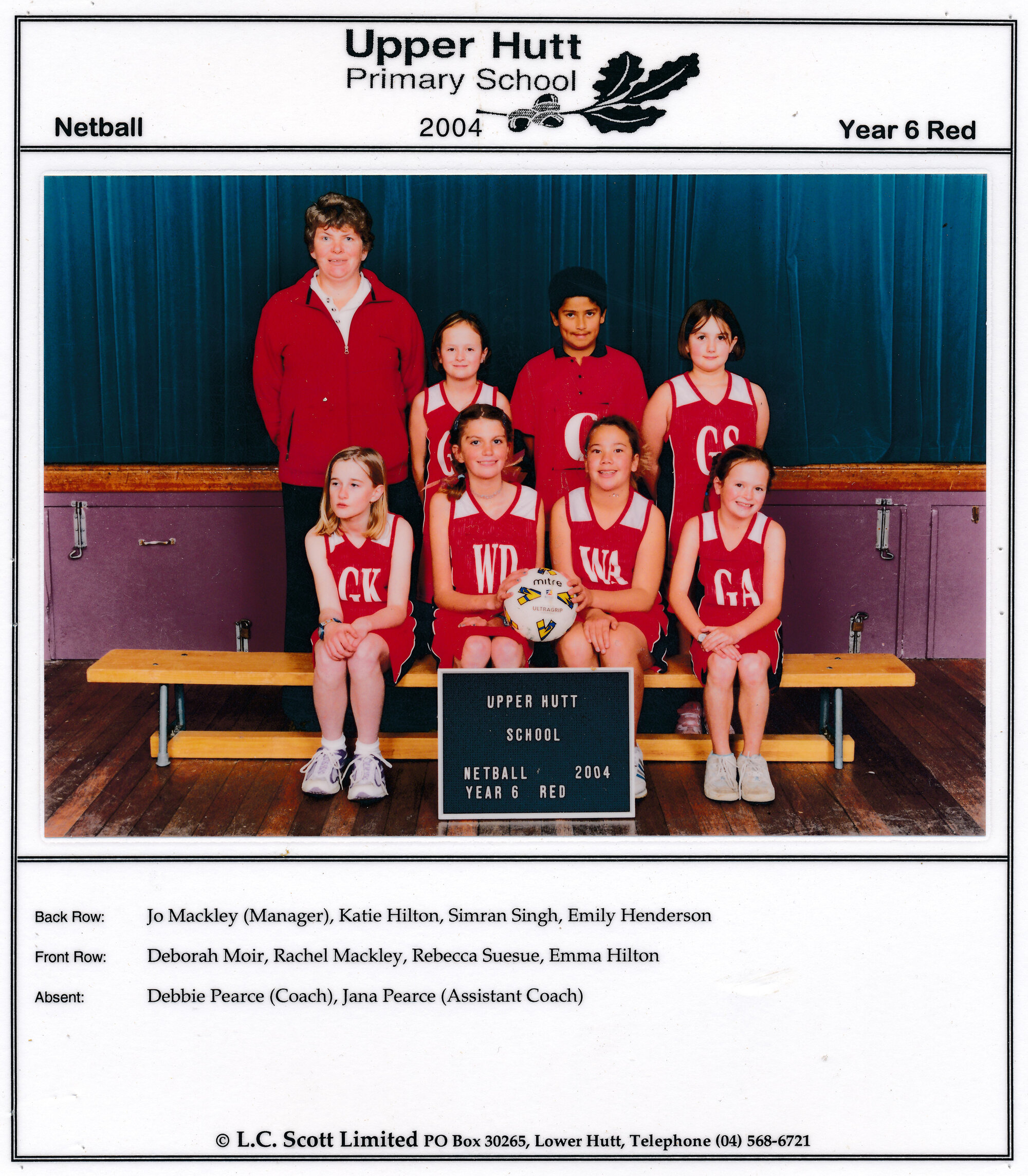 Upper Hutt School, Netball 'Red'; 2004