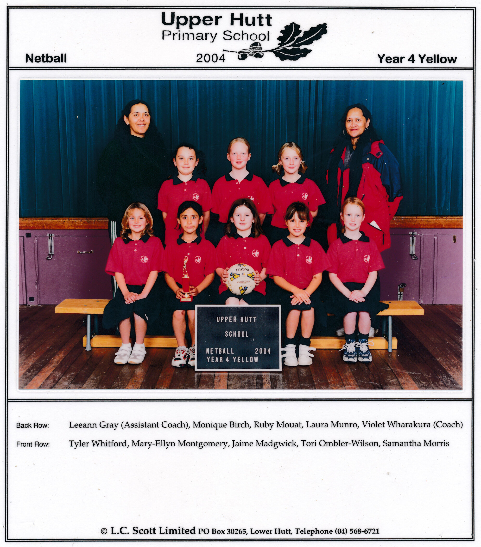 Upper Hutt School, Netball 'Yellow'; 2004