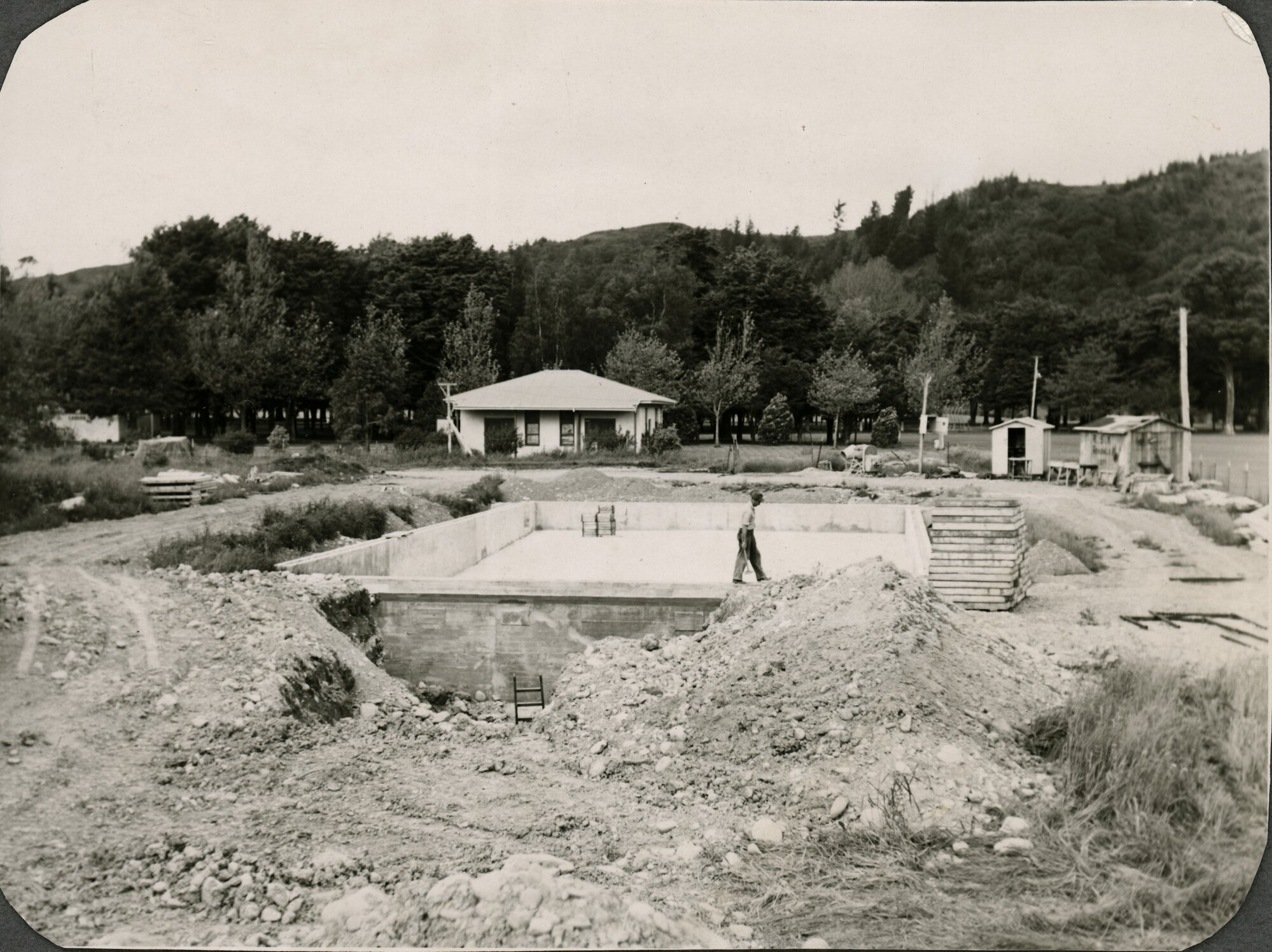 Maidstone pool construction; main pool concrete work complete, but not ...