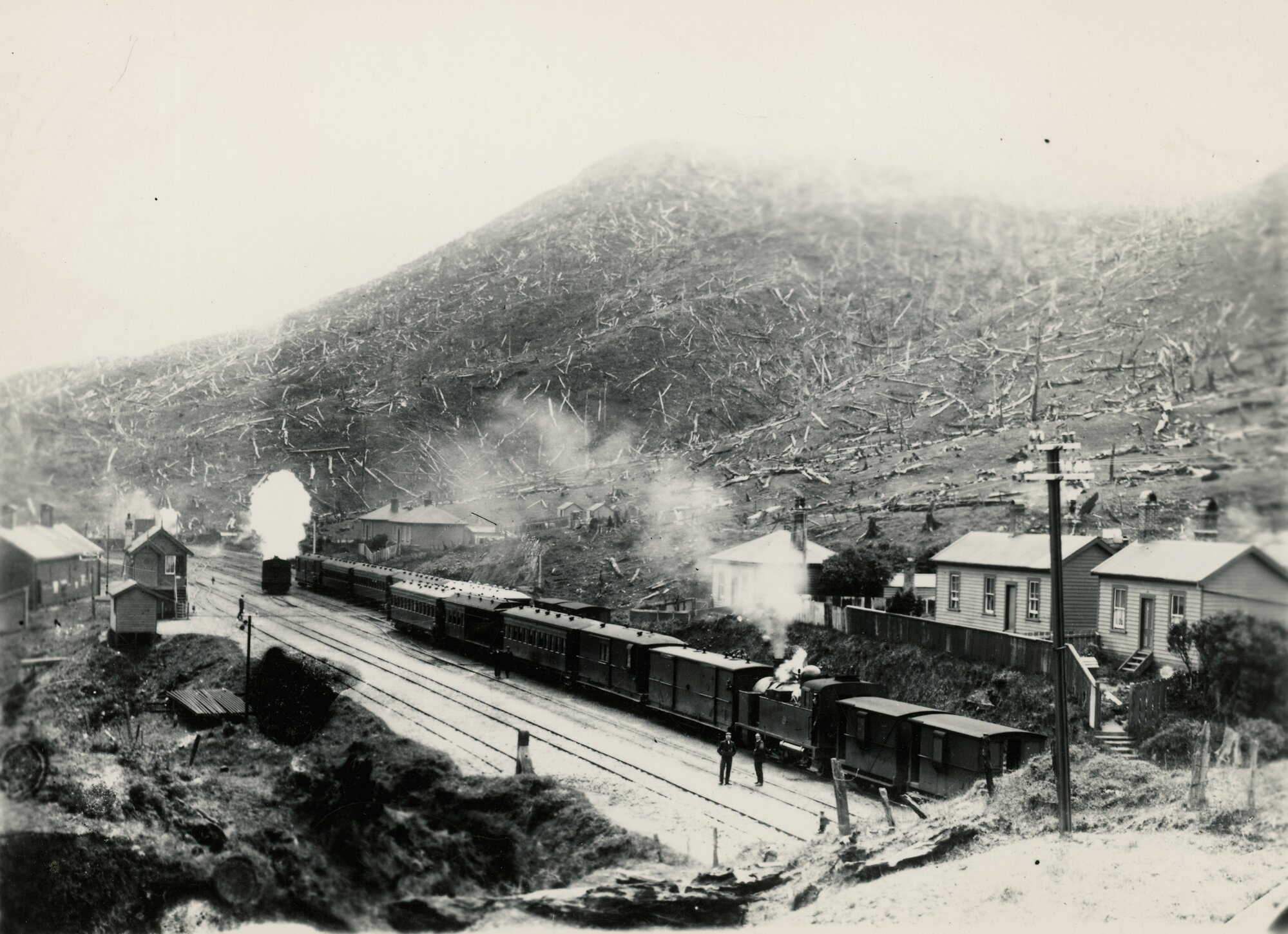 Summit station; train after arrival from Cross Creek.