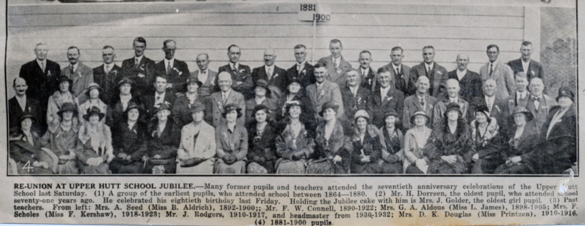 Upper Hutt School, 70th Jubilee (1881-1900 pupils); 1935