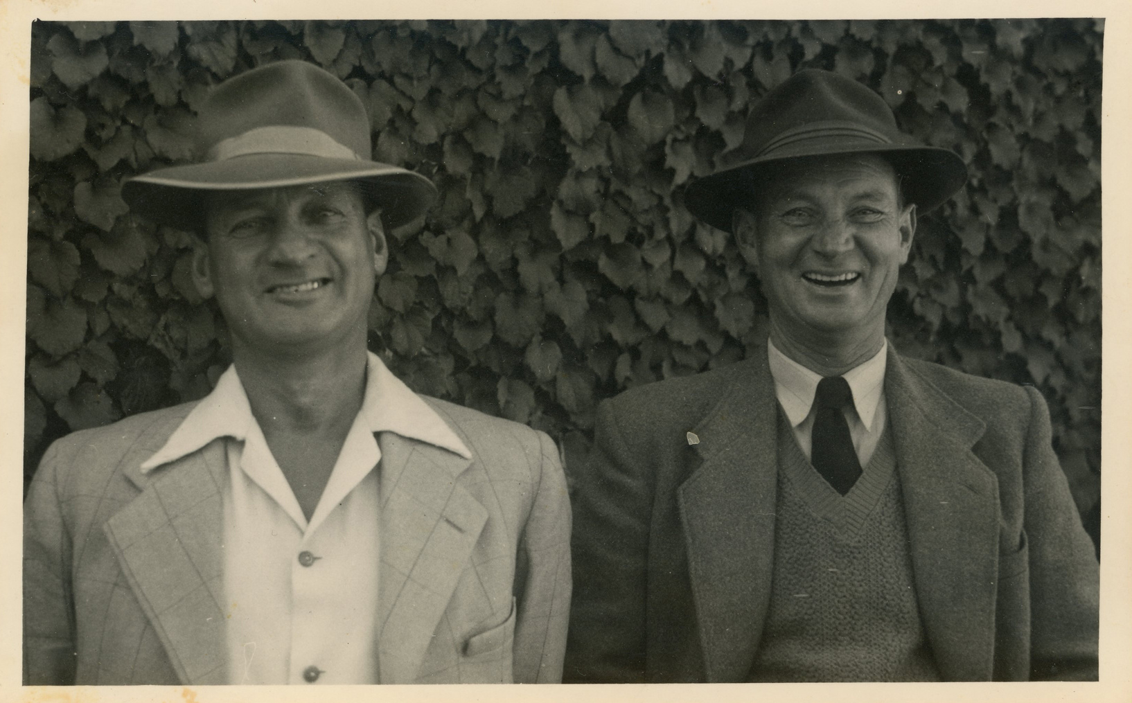Medwyn Popplewell with his brother Ray Popplewell; April 1957