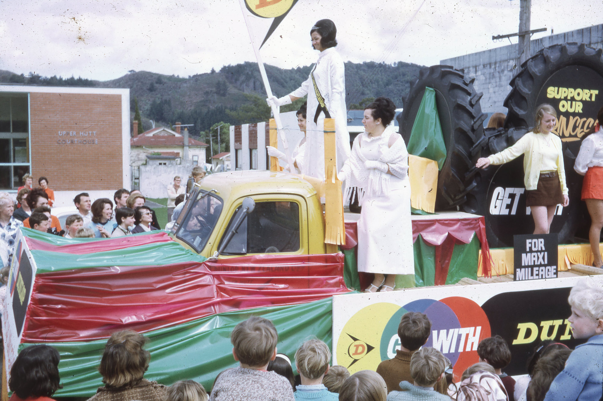 Dunlop float; Upper Hutt Queen Carnival Parade; 1970