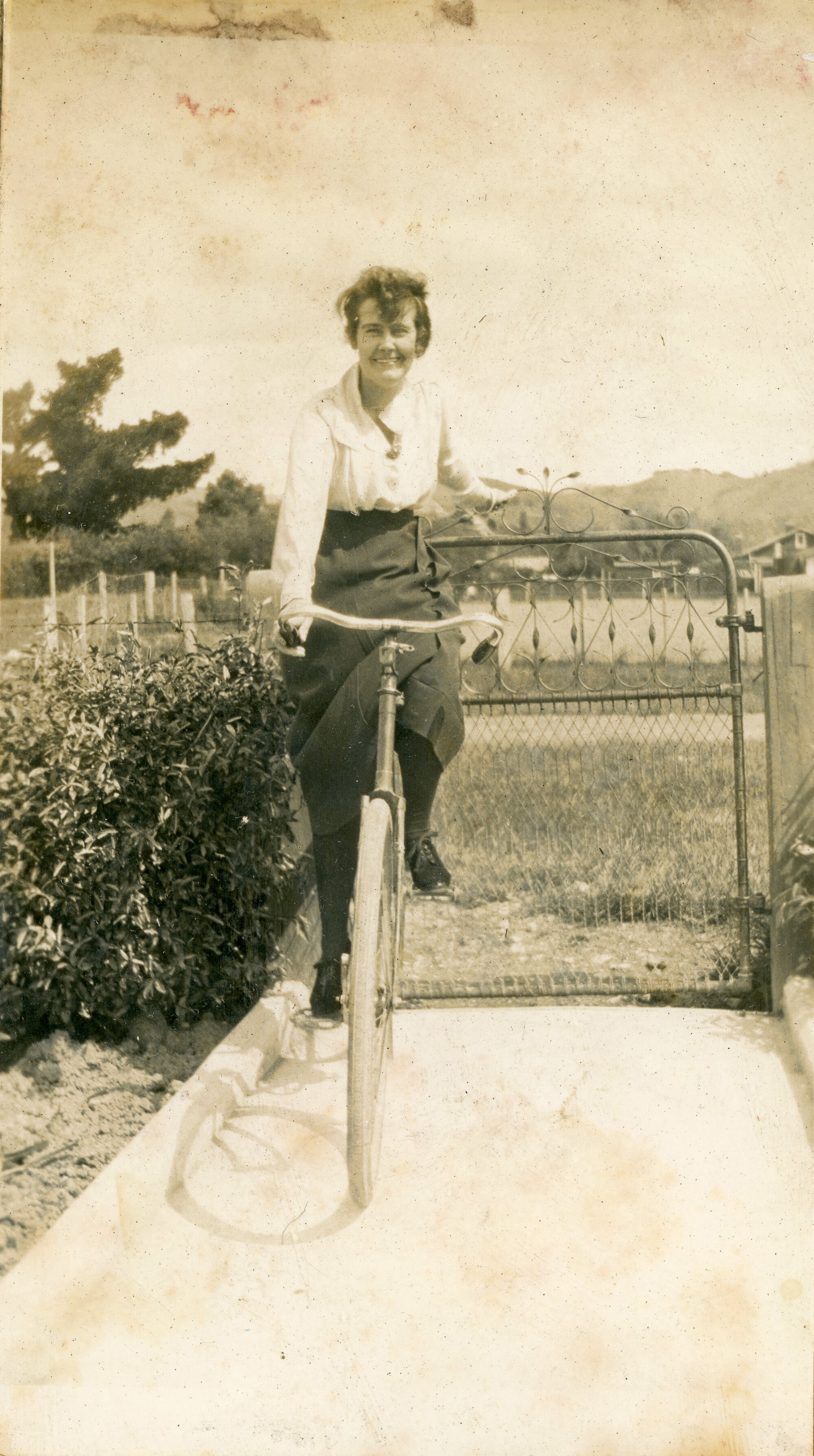 Campbell Family Photograph; May Campbell on Bicycle;  ca 1920s