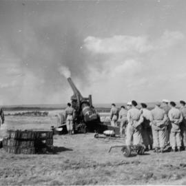 M115 8-inch howitzer 5; near full recoil after firing. [P1-380-1840]