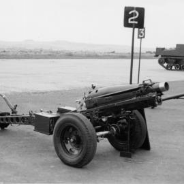 Royal School of Artillery, Larkhill; gun park; 75mm pack howitzer. [P1-383-1843]