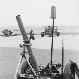 Royal School of Artillery, Larkhill; gun park; 4.2-inch smooth-bore mortar. [P1-388-1848]
