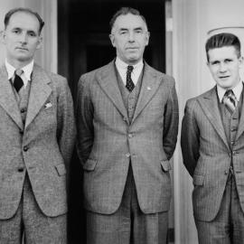 Wallaceville Research Centre staff; mid-1930s chiefs Lou Fitch, C.S.M Hopkirk, Ira Cunningham. [P2-2-2]