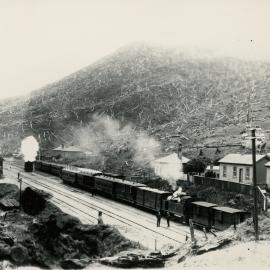 Summit station; train after arrival from Cross Creek.