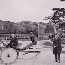 Station Street(?) looking south; tractor, trailer and Mayor Peter Robertson.
