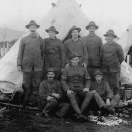 Soldiers by tent, First World War