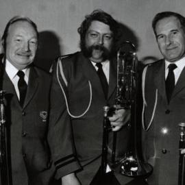Upper Hutt Cosmopolitan Brass trombone trio; Dave Sales, Ian Robson, Bill Orr.