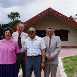 Ōrongomai Marae 1992; Grace Nicholls, Dr Humphrey Rainey, Nuia Waikari, Harry Eruera.