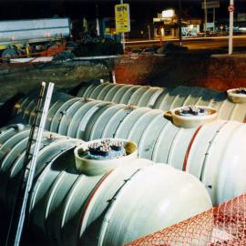 Kerr Wynne service station, corner of Main Street and Fergusson Drive; double-skinned fibreglass fuel tanks.