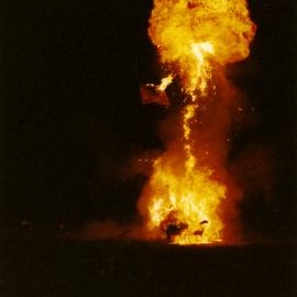Te Marua speedway;  "auto coffin" demonstration of a car being blown up with the stuntman driver inside.
