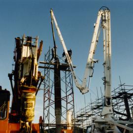 Leisure centre; pouring concrete into one of the columns