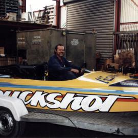 Powerboat racing; Peter Broeren and his 3-litre engine powerboat "Buckshot".