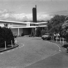 Heretaunga College buildings; administration block from inside main gate.