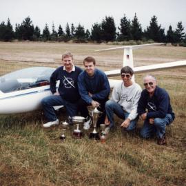 Gliding club; members with trophies from Central District gliding championships.