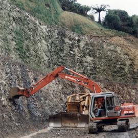 Moonshine Hill Road widening past the entrance to Craig's Flat; contractors Ray Purser, Tony Street.