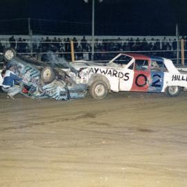 Te Marua Speedway; demolition derby action.