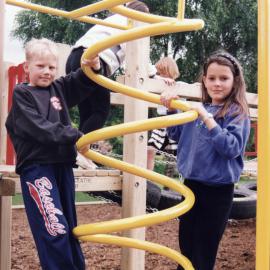 Brentwood School; adventure playground; Jordan Puryer, Tracey Mulligan and spiral ladder.
