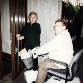 Deputy Mayor Hilda Billington and Robert Boyd trying to access the library