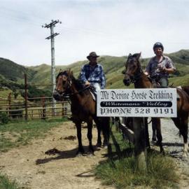 Mt Devine Horse Trekking, Whiteman's Valley; Gerry Kleinjan and city promotion manager Paul Lambert.