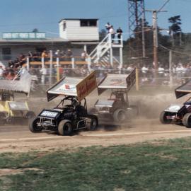 Te Marua speedway; five-sprint-car pile-up begins