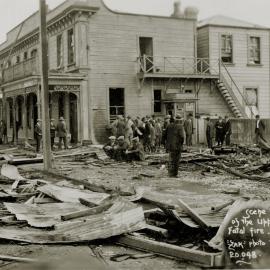 Fire; Benge & Pratt's store, Main Street; remains.