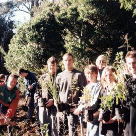 Planting trees in Trentham Memorial Park, 1999