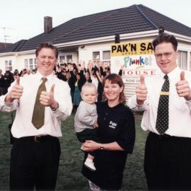 Plunket House, corner of Kowhai Avenue and Logan Street; celebrating the end of a mortgage.