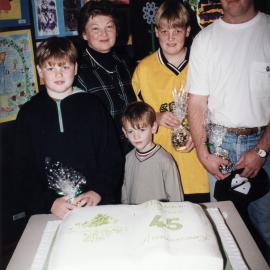 Pinehaven School; 45th anniversary; Smallbones; founding pupil Shirley, son Stuart, children Blair, Ethan, Ryan.