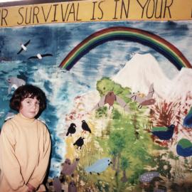 Plateau School; Nicholas Comer, Keri Smith, "Our Survival is in Your Hands" banner of endangered species.