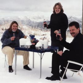 City Council staff collecting snow on Mt Climie
