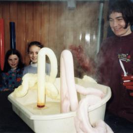 Silverstream School; science and technology roadshow; student teacher Melissa Day Smith making liquid 'snakes'.