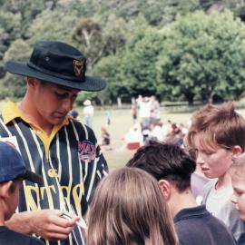 Cricket Max; Central Stags' Carl Bulfin and autograph hunters.
