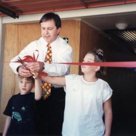 Oxford Crescent school upgrade opened; Paul Swain, MP; Nicholas Milne; Emelia Lukins.