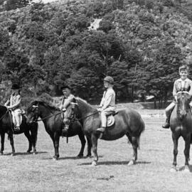 A & P show; four small children on ponies, Trentham.