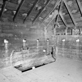 Blockhouse; interior, prior to restoration; upper floor. [P2-608-1511]