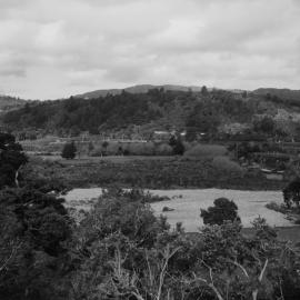 Te Marua from the northwest; golf course at left