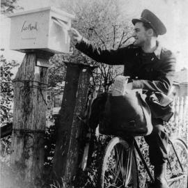 Postman; 'Cliff (Gribben) on post run 1948'. [P2-681-1685]